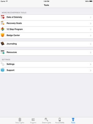 Screenshot recoveryBox Addiction Recovery Toolbox on iPad