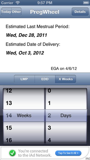 Screenshot Preg Wheel on iPhone