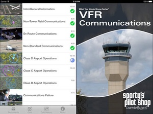 Screenshot VFR Pilot Communications on iPad