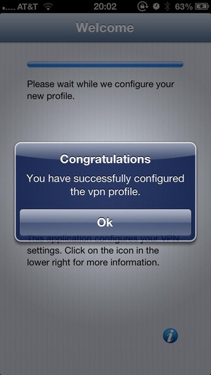 Screenshot WatchGuard Mobile VPN on iPhone