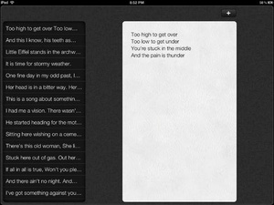 Screenshot Verses notebook + rhyming dictionary on iPad