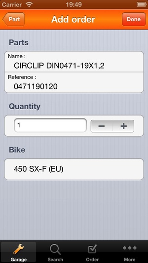 Screenshot KTM Assistant on iPhone