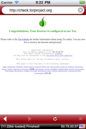 Screenshot Covert Browser on iPhone