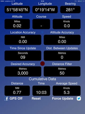 Screenshot GPS Device Data on iPad