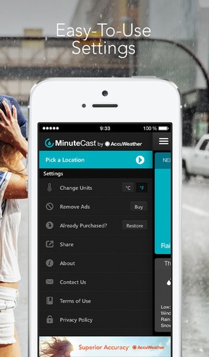 Screenshot MinuteCast by AccuWeather – minute on iPhone