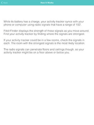 Screenshot Fitbit Finder: lost Fitbits found quickly on iPad
