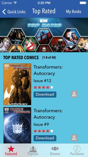 Screenshot Transformers Comics on iPhone
