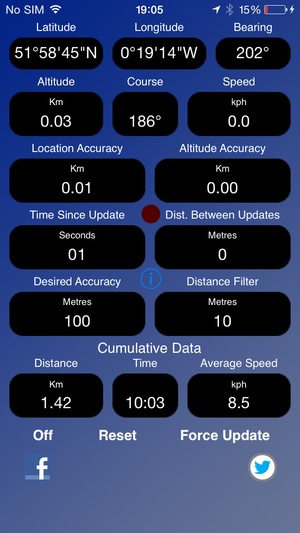 Screenshot GPS Device Data on iPhone