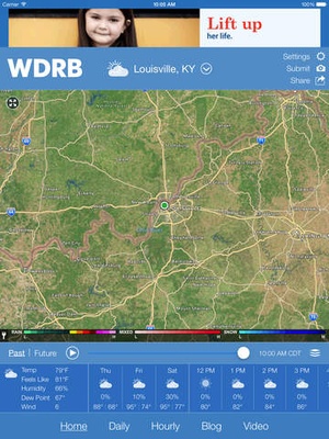 Screenshot WDRB Weather App on iPad