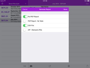 Screenshot Smart Receipts on iPad