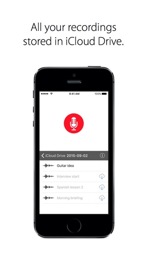 Screenshot Just Press Record: Voice and Audio Recorder with Automatic Sync on iPhone
