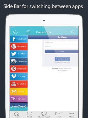 Screenshot My Log In! Social Network Manager for facebook, twitter, google accounts, mail, gmail, yahoo, pinterest, instagram, vimeo, skyp on iPad