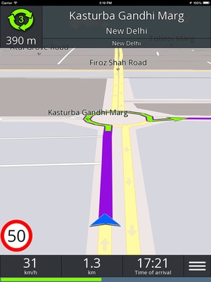 Screenshot GPS navigation BE on iPad