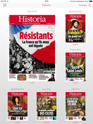 Screenshot Historia Magazine on iPad