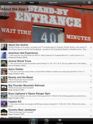 Screenshot Fun for Disney World Lines on iPad