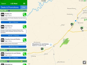 Screenshot iExit Interstate Exit Guide on iPad