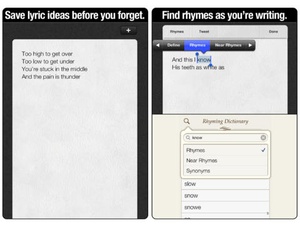 Screenshot Verses notebook + rhyming dictionary on iPad