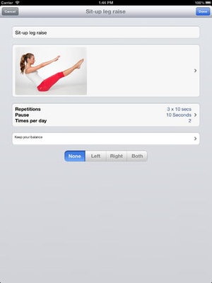 Screenshot Physio2Go on iPad