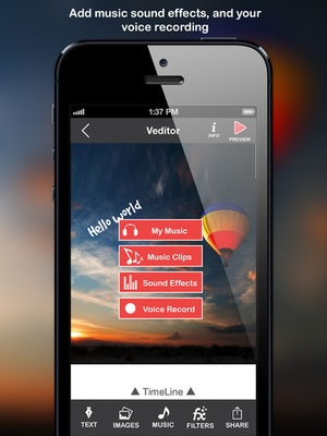 Screenshot Veditor: Video editor and movie maker studio for YouTube and Instagram and Vine on iPad
