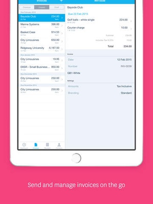 Screenshot Xero on iPad