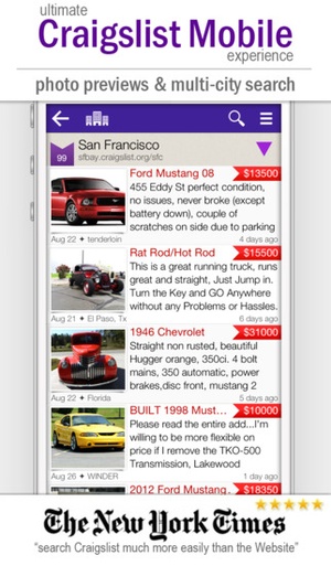 Screenshot cPro Craigslist client on iPhone