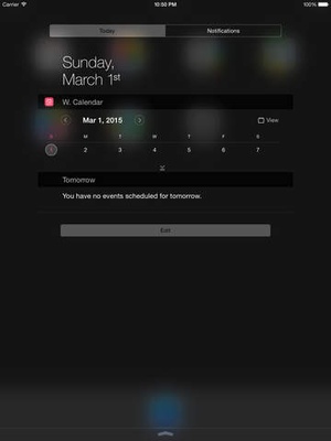 Screenshot Widget Calendar on iPad