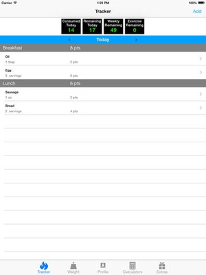 Screenshot Pts. Calculator With Weight and Exercise Tracker for Weight Loss on iPad