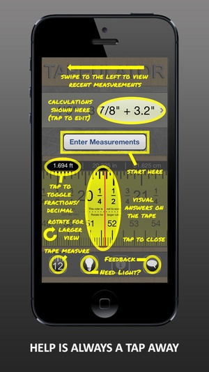 Screenshot Tapeulator: Tape Measure Calculator on iPhone
