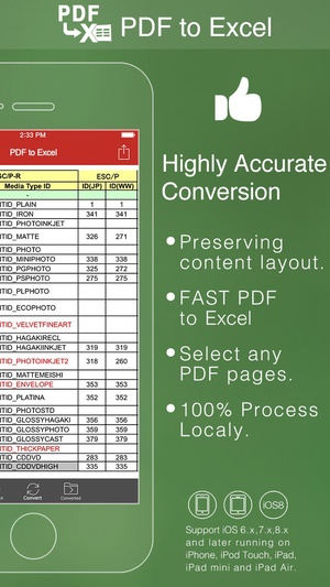 Screenshot PDF to Excel on iPhone