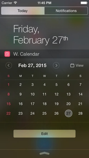 Screenshot Widget Calendar on iPhone