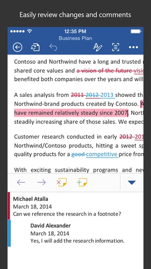 Screenshot Microsoft Word on iPhone