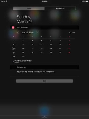 Screenshot Widget Calendar on iPad