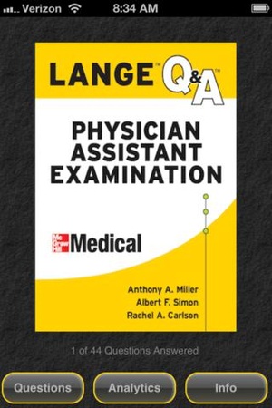 Screenshot Physician Assistant LANGE Q&A on iPhone