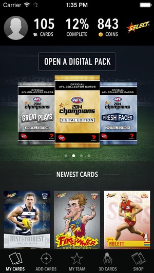 Screenshot 2014 Select Official AFL Collector Cards on iPhone