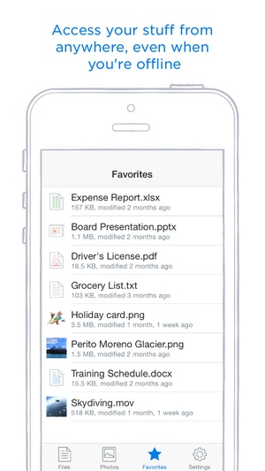 Screenshot Dropbox on iPhone