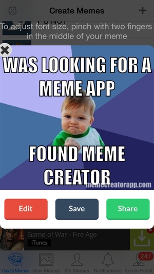 Screenshot Meme Creator/Viewer on iPhone