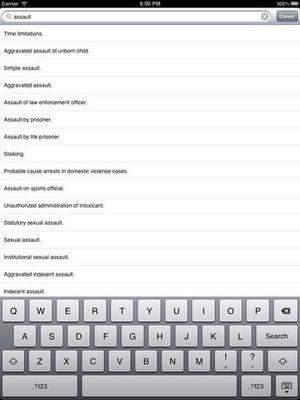 Screenshot PALaw Title 18 on iPad
