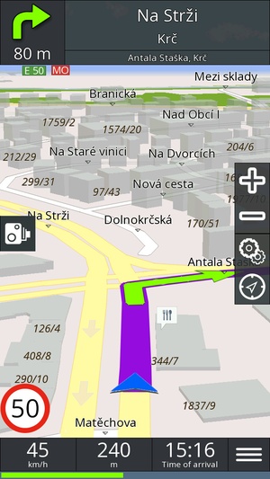 Screenshot GPS navigation BE on iPhone