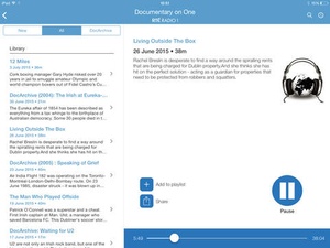 Screenshot RTÉ Radio Documentary on One on iPad