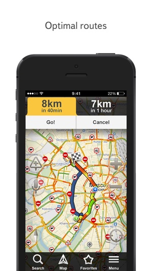 Screenshot Yandex.Navigator on iPhone