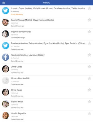 Screenshot Glympse on iPad