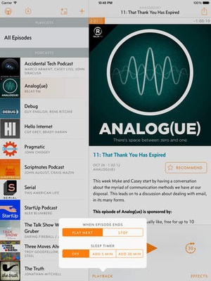 Screenshot Overcast: Podcast Player on iPad