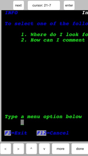 Screenshot TN5250 on iPhone