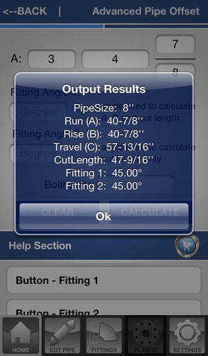 Screenshot Pipe Fitter Calculator on iPhone