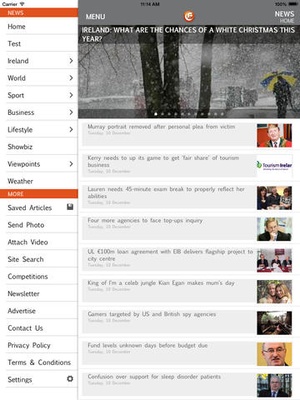 Screenshot Irish Examiner on iPad