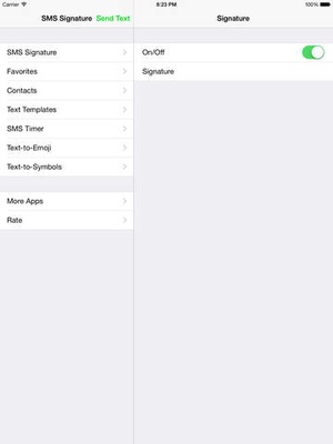 Screenshot SMS Signature on iPad