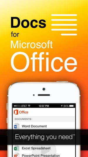 Screenshot Full Docs for Microsoft Office, Word, Excel, PowerPoint, Outlook & OneNote on iPhone