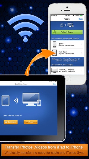 Screenshot Wireless Transfer App on iPhone