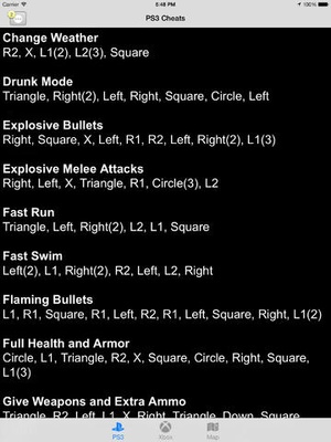 Screenshot Cheats on iPad