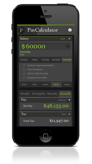 Screenshot PayCalculator on iPhone
